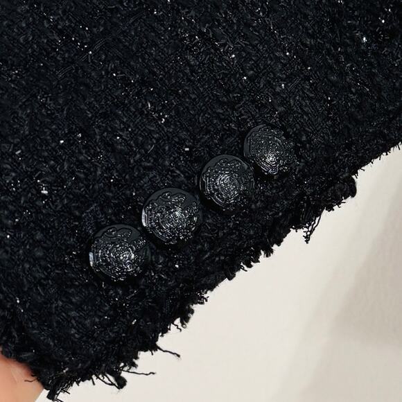 White House Black Market Double Breast Tweed Blazer Black Size 6P - Picture 5 of 6